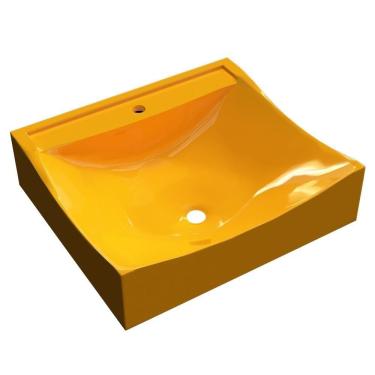 Imagem de Cuba Pia De Apoio Para Banheiro Quadrada Lunna Q44 Amarelo C08