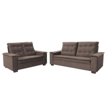 Imagem de Conjunto De Estofado Porto 3 E 2 Lugares Hellen Platinum Tabaco