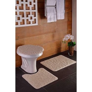 Imagem de Kit Tapete Banheiro 3 Peças Cru Natura High Algodão