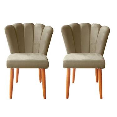 Imagem de Kit 2 Cadeiras Poltrona Sala de Jantar Penteadeira Reforçada Decorativa Pétala Suede
