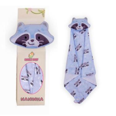 Imagem de Naninha Para Bebê Porta Chupeta Bichinhos - Criativa, Guaxinim Azul