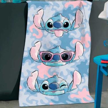 Imagem de Toalha de Banho Infantil Felpuda Dohler Stitch Azul e Rosa 100% Algodão