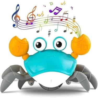 Imagem de Caranguejo Fujão Brinquedo Interativo Infantil p/ Bebês e Crianças | Sensor de Obstáculo, Música Educativa, Estimula o Desenvolvimento | Movido a Pilhas | Cores Sortidas