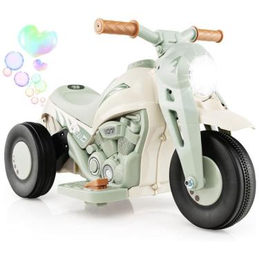 Imagem de Moto Elétrica Triciclo Infantil com Bolhas de Sabão, Música e Farol LED, 6V, Costzon, Bege