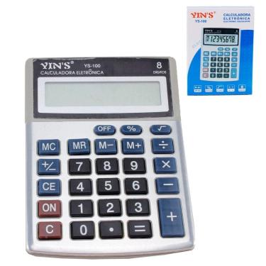 Imagem de Calculadora de Mesa 8 Dígitos Cinza - Tudo em Caixa