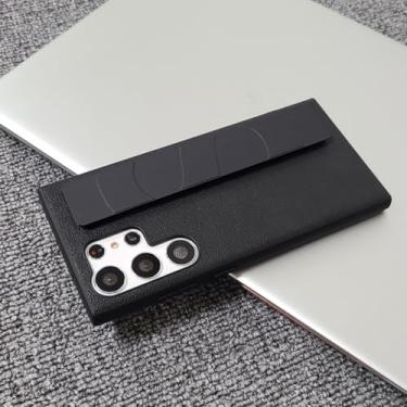 Imagem de Capa de pulseira de luxo para Samsung Galaxy S23 Ultra S22 Plus com alça de mão, capa de cor pura empresarial para Samsung S23ultra (para Samsung S22Ultra/preto)