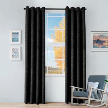 Imagem de Superior Cortinas semiblackout Senna – Design texturizado sólido vintage – 132 cm x 243 cm – Cabeçote com ilhós – Cortinas com bloqueio solar e escurecimento de ambiente para quarto, sala de estar