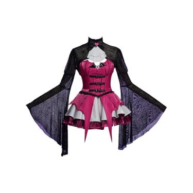 Imagem de MEOWCOS Espartilho feminino gótico punk poliéster e algodão cetim vestido curto incorporando corações e morcegos