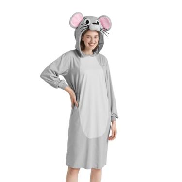 Imagem de ROC PARTY Moletom com capuz de animal com orelhas, vestido de fantasia para mulheres e homens – Roupa de cosplay de Halloween com capuz, cauda e bolsos (musica, M)