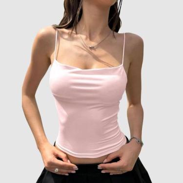 Imagem de Cropped Elegante Feminino Alça Fina Frente Única Lançamento Verão Casu