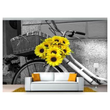 Imagem de Papel De Parede Cidade Bicicleta Flores 3D 6M² Ncd179 - Você Decora