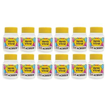 Imagem de Kit 12 Verniz Vitral Acrilex Incolor 500 37ml – Clareador Transparente Brilhante para Vidro, Copos, Garrafas, Vasos, Cerâmica e Porcelana