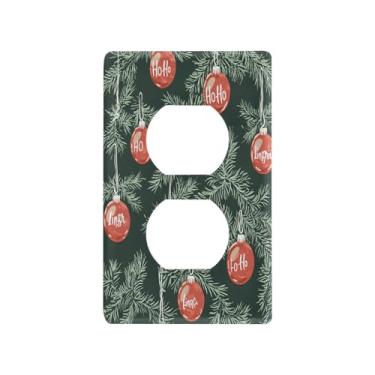 Imagem de Blueangle Placa de parede com galhos de árvore de Natal, tomada elétrica tamanho padrão 1 gangue para decoração de quarto de escritório doméstico 12 x 7 cm #924