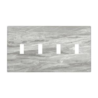 Imagem de Nadoabtm Placa de cobertura para interruptor de luz, textura de mármore cinza natural, 4 turmas, placa de parede com interruptor quádrupla, capa decorativa para decoração de cabine de cozinha