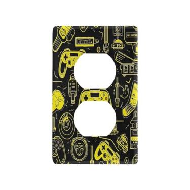Imagem de Blueangle Placa de parede colorida para controladores de videogame duplex, tamanho padrão, placas de cobertura de tomada elétrica de 1 gangue para decoração de quarto de escritório em casa, 4,53 x