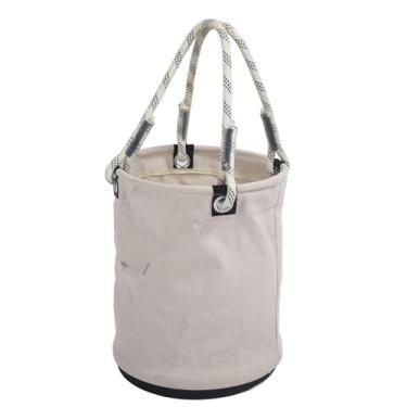 Imagem de Pissente Mini Balde de Ferramentas Em Lona Organizador de Ferramentas Balde de Trabalho Em Lona Cera Seca Com Alça Resistente para Construção Manutenção Paisagismo (WHITE)