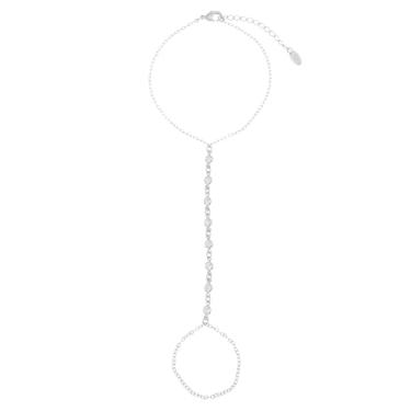 Imagem de Piuka Pulseira De Mão Jamile Pontos De Luz Folheada Em Ródio Branco