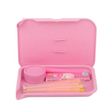 Imagem de Kit Tabacaria Estojo Completo: Seda Bros King Size + Dichavador + 6 Cones Pré-Enrolados com Pilão Enchedor - Material Ecológico (Rosa)