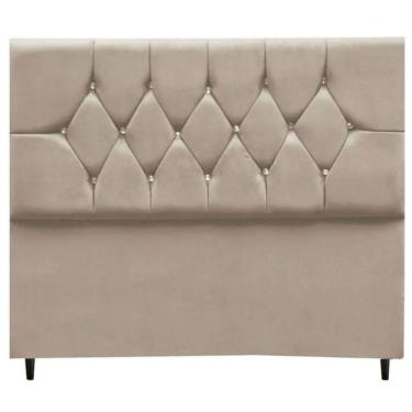 Imagem de Cabeceira Cama Box Estofada Queen 160 Cm Geovana Suede Bege