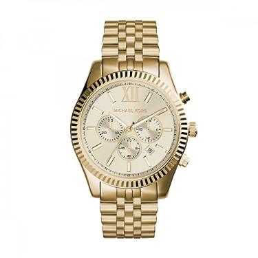 Imagem de Michael Kors Lexington Relógio cronógrafo de aço inoxidável, Tom dourado, Standard, MK8281 - Cronógrafo masculino Lexington