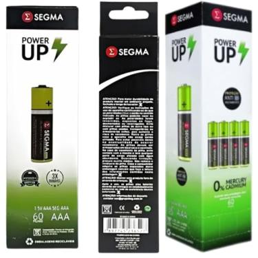 Imagem de Pilhas Palito AAA Power Up Segma 1,5v Caixa com 60 Unidades