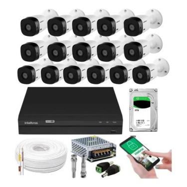 Imagem de Kit 16 Câmeras Multi Hd Intelbras 1120b Dvr 16 Canais Com Hd 3tb