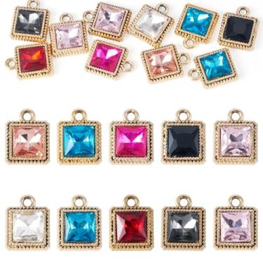 Imagem de 10 pingentes quadrados de vidro facetado, pingentes de cristal com liga de liga para o dia das mães, pingentes de joias para brincos faça você mesmo, colares, pulseira, corrente para fabricação de
