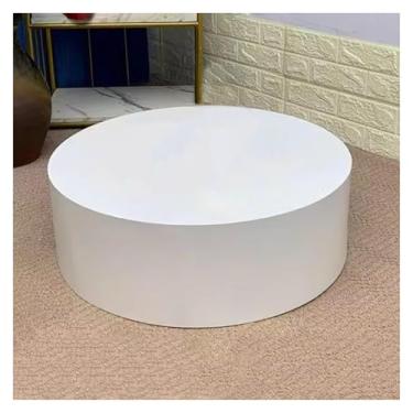 Imagem de Suporte de pedestal cilíndrico branco - Plataforma de exibição redonda de madeira de 40 x 40 cm para lojas de noivas, manequim, sapatos e bolsas - Suporte de vitrine forte com suporte de carga