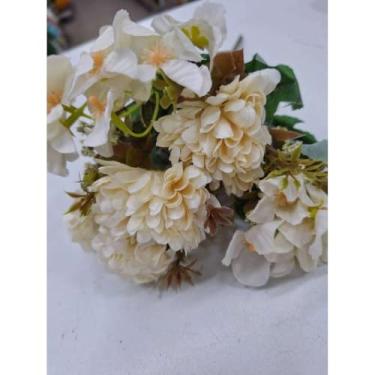 Imagem de Planta Artificial Buquê de Flores 30cm – Crisântemo, Rosa e Margarida – Decoração de Casa, Escritório e Festas (Cha (0204),1 UNID)
