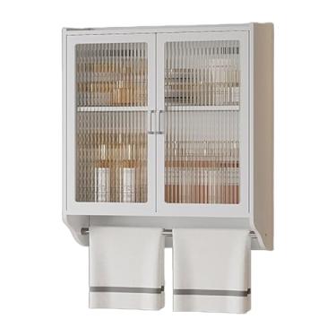 Imagem de Armário de remédios para banheiro com barra de toalha - Armário de armazenamento sobre vaso sanitário e armário de cozinha montado na parede - Armário cosmético de 110L para espaços organizados de