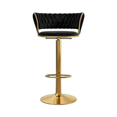 Imagem de Cadeiras de bar para uso doméstico Cadeira alta giratória com encosto ajustável (65-80 cm) Banquetas de bar (preto)