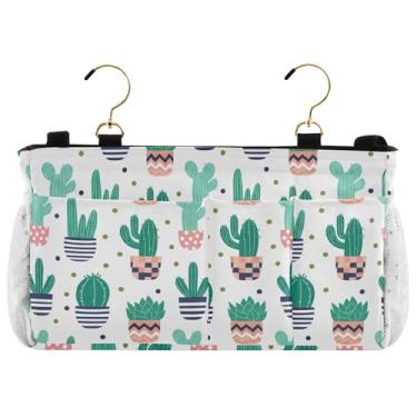 Imagem de Burbuja Organizador de armazenamento suspenso de cacto com 2 tiras e ganchos para casa, faculdade, dormitório, beliche, cama de hospital