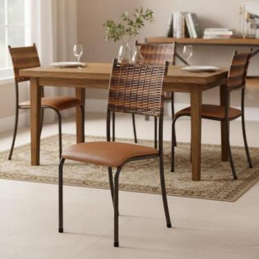 Imagem de Conjunto Kit 4 Cadeiras Cozinha Jantar Almofadada Sisal - Madlar