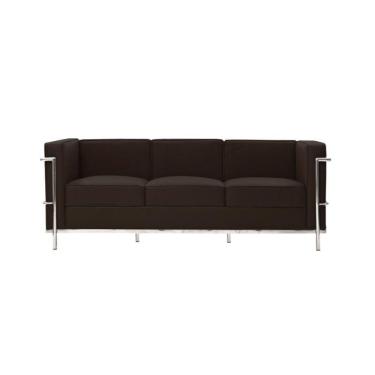 Imagem de Sofa Le Corbusier 3 Lugares Inox Em Couro Natural Marrom
