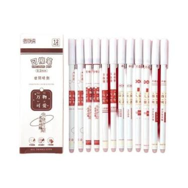 Imagem de Caneta Gel Azul Apagável Ponta Agulha 0.5mm Pacote Com 12 Para Estudan