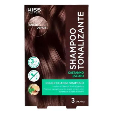 Imagem de Kiss New York Color Change Shampoo Tonalizante Castanho Escuro