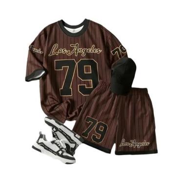 Imagem de Conjunto Casual De Verão Masculino, Moda De Rua, Confortável, Respiráv