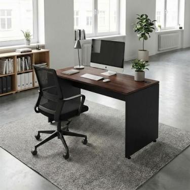 Imagem de Mesa Escrivaninha 100cm x 60cm com Retangular Pé Painel com Passa Cabo