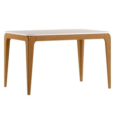 Imagem de Mesa de Jantar Claris N01 4 Lugares Retangular Tampo MDF com Vidro 120cm Ypê Off White...