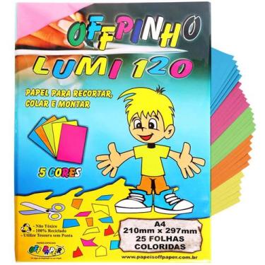 Imagem de Papel Criativo Offpinho Lumi 120g A4 Off Paper 5 Cores Neon 25 Folhas 