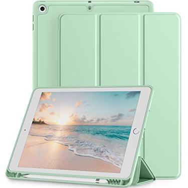 Imagem de Mastten Compatível com iPad 9ª/8ª/7ª geração, capa para iPad de 10,2 polegadas com suporte para lápis, capa traseira com suporte inteligente TPU 2021/2020/2019, despertar/hibernar automaticamente,