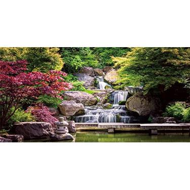 Imagem de Yeele 6 x 3 m Jardim Natureza Paisagem Cenário Cachoeira Maple Trees Ponte Vista Parque Fotografia Fundo Viagem Piquenique Crianças Adultos Retrato Filhote Vinil Papel de Parede Foto Studio Adereços