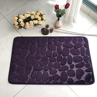 Imagem de SHENGANG Tapete de Banheiro Tapete de Banho Absorvente Tapetes de Pebble Antiderrapante Espuma de Memória Tapete Lavável Tapete de Chuveiro Tapete de Chuveiro, 6,50x80cm