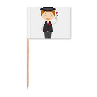 Imagem de Black Suit Argentina Desenho Animado Palito Bandeiras Marcador Topper Decoração de Festa