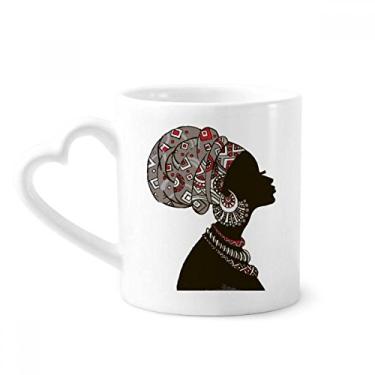 Imagem de Caneca de cocar aborígene para mulheres negras africanas caneca de café cerâmica copo de coração de vidro