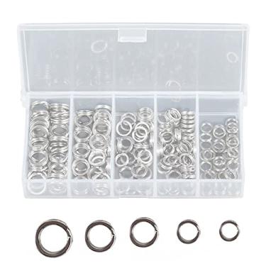 Imagem de TECKEEN 200x #5 - #9 Kit de anéis divididos de pesca de aço 31,8-79,3 kg Conjunto de equipamentos de iscas de jigging