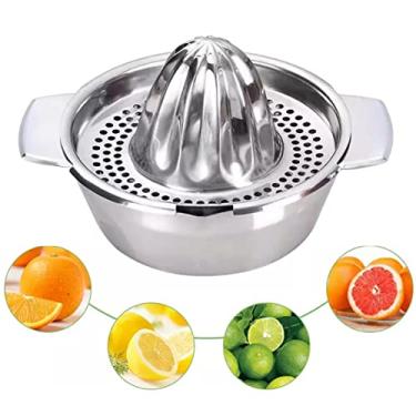 Imagem de Espremedor Coador De Frutas Manual Em Aço Inox 13x15,5x10cm