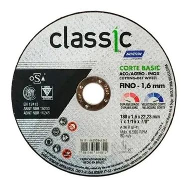 Imagem de Disco De Corte Inox Classic 180 X 1,6mm (5 Peças)