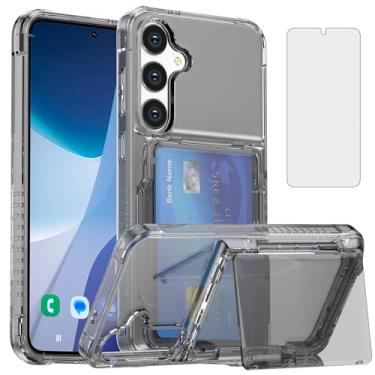 Imagem de Asuwish Capa de celular para Samsung Galaxy S24 Plus S24+ 5G transparente carteira celular transparente com protetor de tela de vidro temperado e compartimento fino para cartão de crédito S24plus 24S