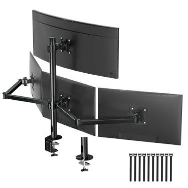 Imagem de Suporte para monitor quádruplo para 17-32 polegadas - Suporte de mesa de braço de 4 monitores totalmente ajustável, carga máxima de 10 kg por tela, grampo/ilhó, VESA 75/100 mm, preto